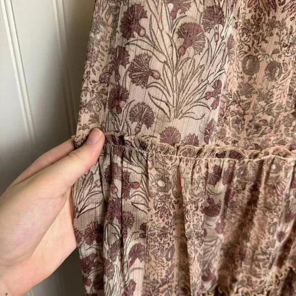 Anthropologie Drew pink/mauve halter sleeveless tiered dress size medium D39 - Picture 2 of 6